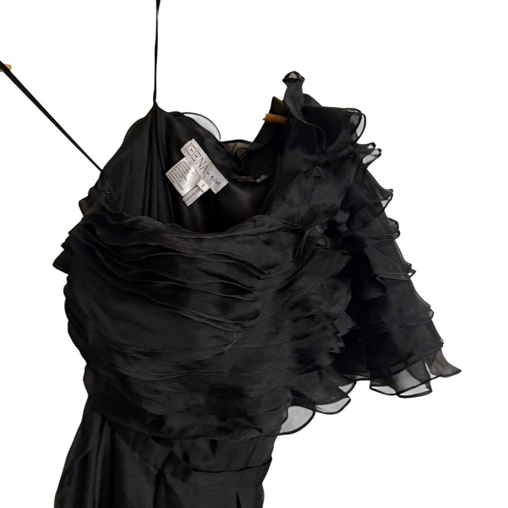 Mac Duggal Black Ruffle Layered One Shoulder Evening Formal Gown Size 8 - Picture 5 of 10